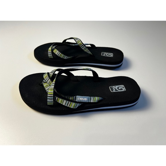 Teva Mush Womens Sandals Black Green White Strappy Flip Flops Casual Sz 6 - Picture 6 of 11
